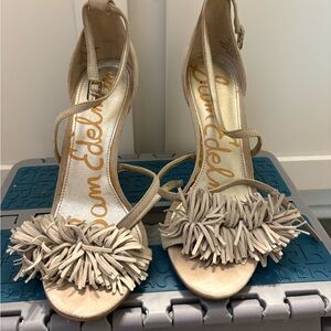 Sam Edelman Beige Fringe Heels